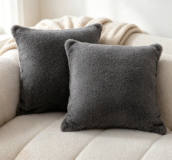Gray terry cloth invisible zipper pillowcase set of two